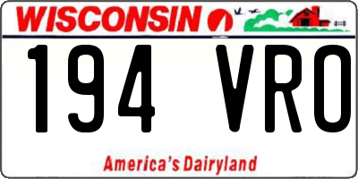 WI license plate 194VRO
