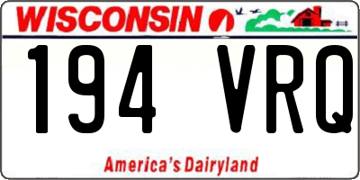WI license plate 194VRQ
