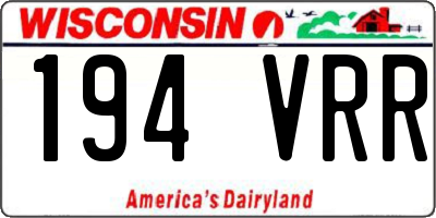 WI license plate 194VRR