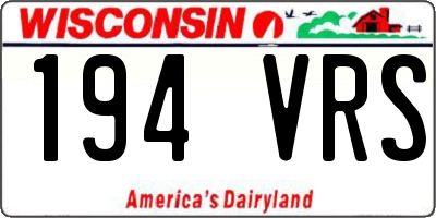 WI license plate 194VRS
