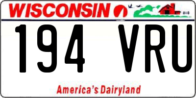 WI license plate 194VRU