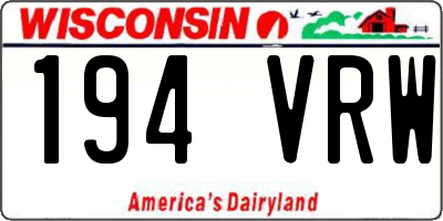 WI license plate 194VRW