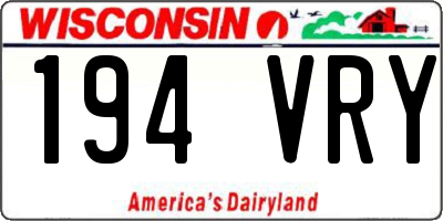 WI license plate 194VRY