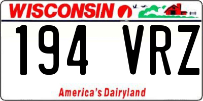 WI license plate 194VRZ