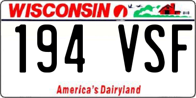 WI license plate 194VSF
