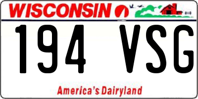 WI license plate 194VSG