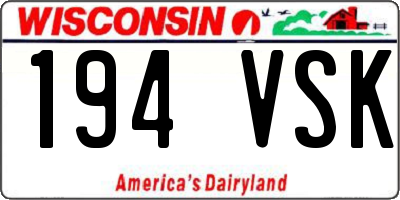 WI license plate 194VSK