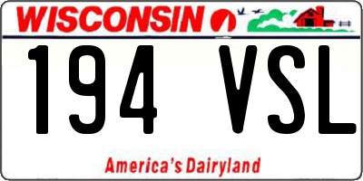WI license plate 194VSL