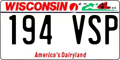 WI license plate 194VSP