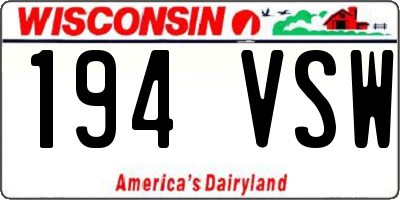WI license plate 194VSW