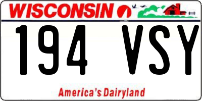WI license plate 194VSY