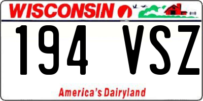 WI license plate 194VSZ