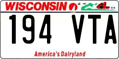 WI license plate 194VTA