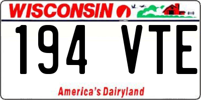 WI license plate 194VTE