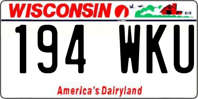 WI license plate 194WKU