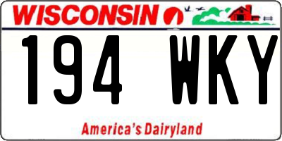 WI license plate 194WKY