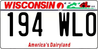 WI license plate 194WLO