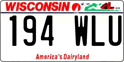 WI license plate 194WLU