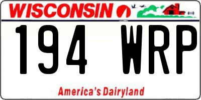 WI license plate 194WRP