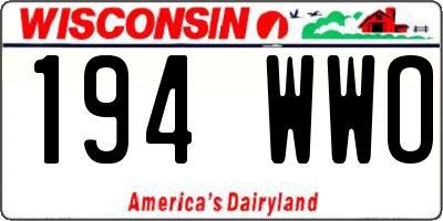 WI license plate 194WWO