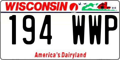 WI license plate 194WWP