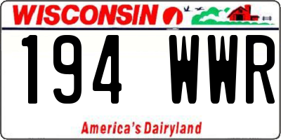 WI license plate 194WWR
