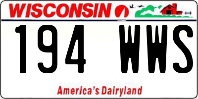 WI license plate 194WWS