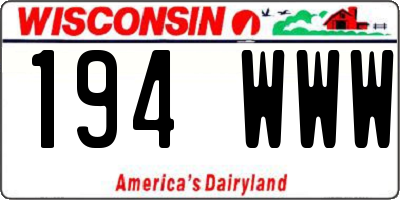 WI license plate 194WWW