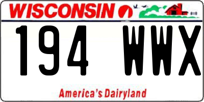 WI license plate 194WWX