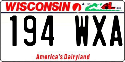 WI license plate 194WXA