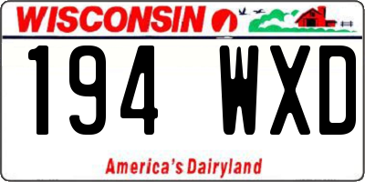 WI license plate 194WXD