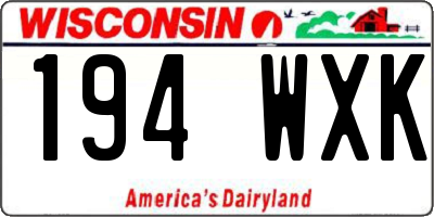 WI license plate 194WXK