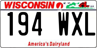 WI license plate 194WXL