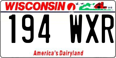 WI license plate 194WXR