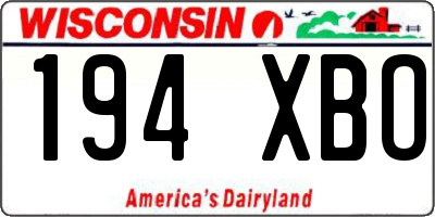 WI license plate 194XBO