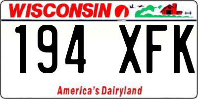 WI license plate 194XFK