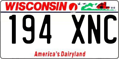 WI license plate 194XNC