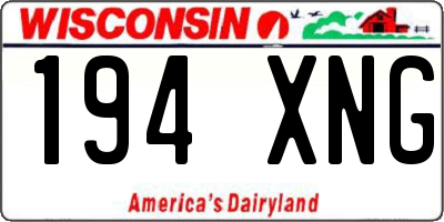 WI license plate 194XNG