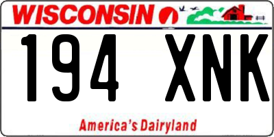 WI license plate 194XNK