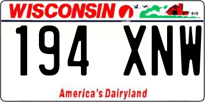 WI license plate 194XNW