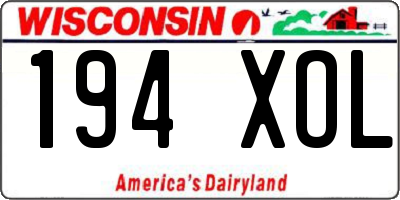 WI license plate 194XOL