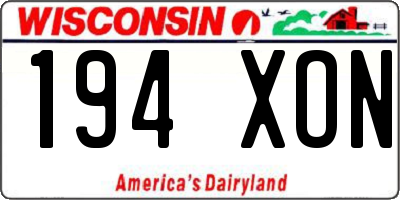 WI license plate 194XON