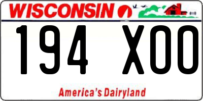 WI license plate 194XOO