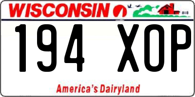 WI license plate 194XOP