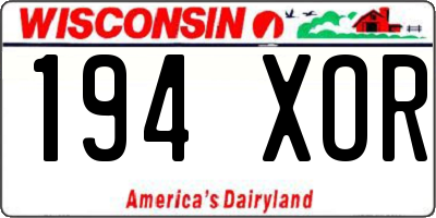WI license plate 194XOR