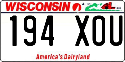 WI license plate 194XOU