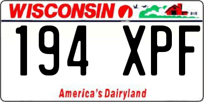 WI license plate 194XPF