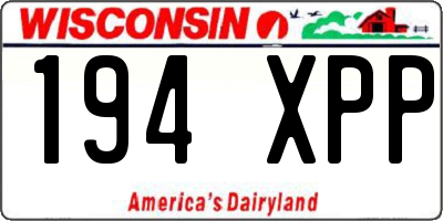 WI license plate 194XPP