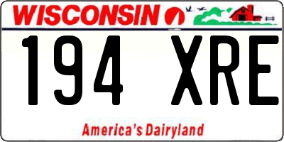 WI license plate 194XRE