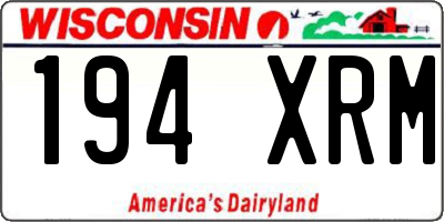 WI license plate 194XRM